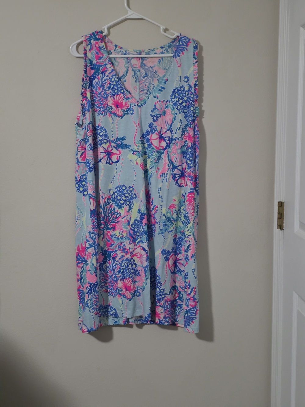 Lilly Pulitzer Light Blue Midi Dress with Pink and Blue Floral Print